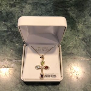 Macys Gold over Silver Genuine Stone Necklace